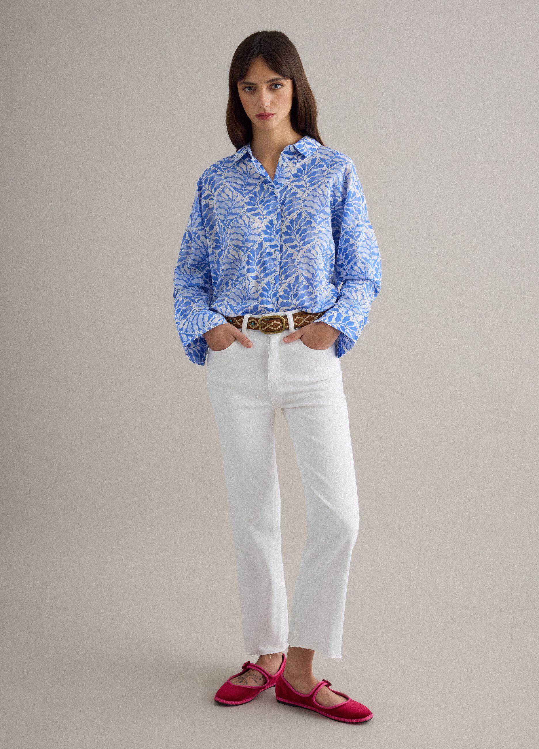 Multicolour pure cotton regular fit shirt with floral pattern