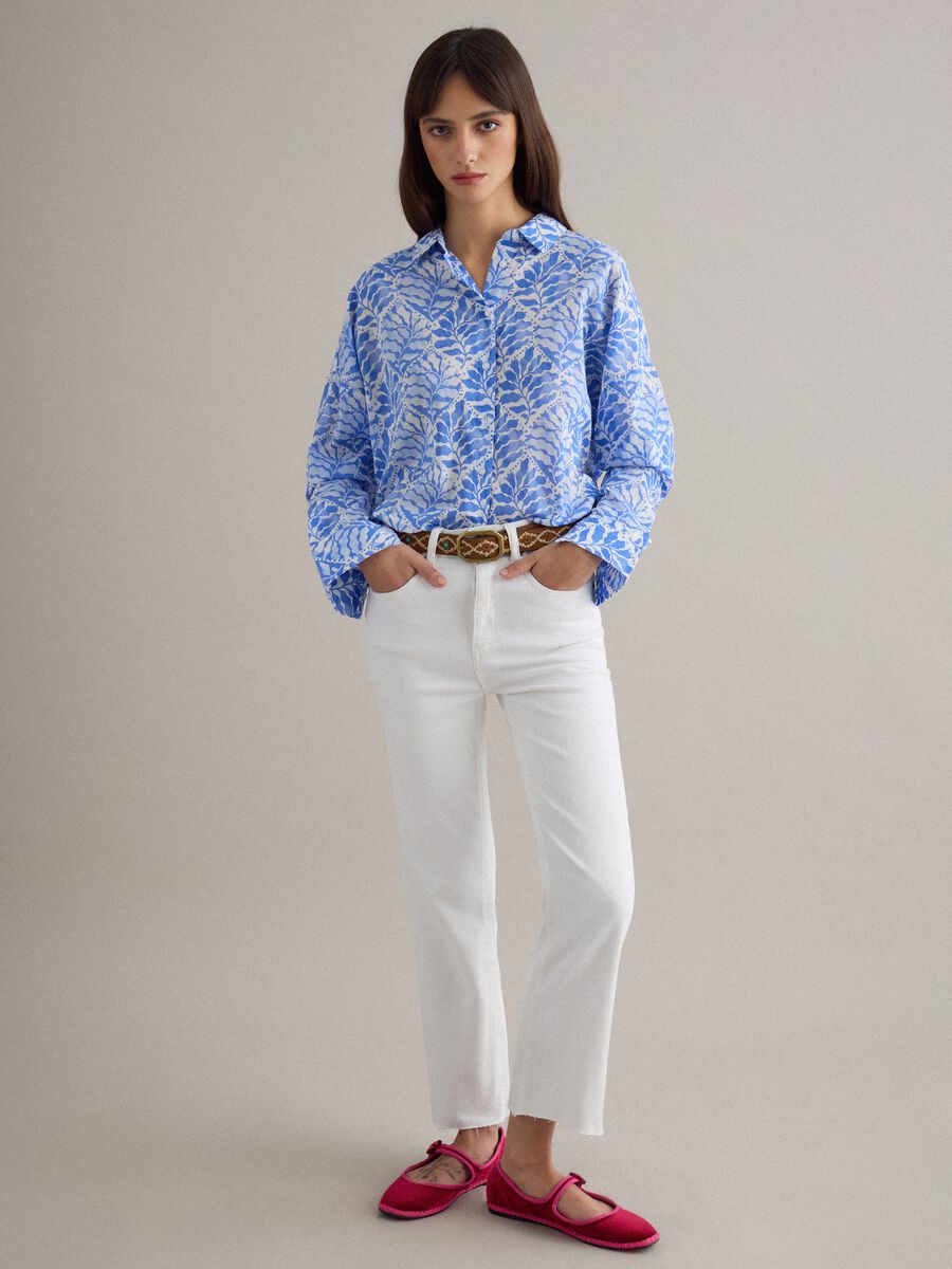 Multicolour pure cotton regular fit shirt with floral pattern_1