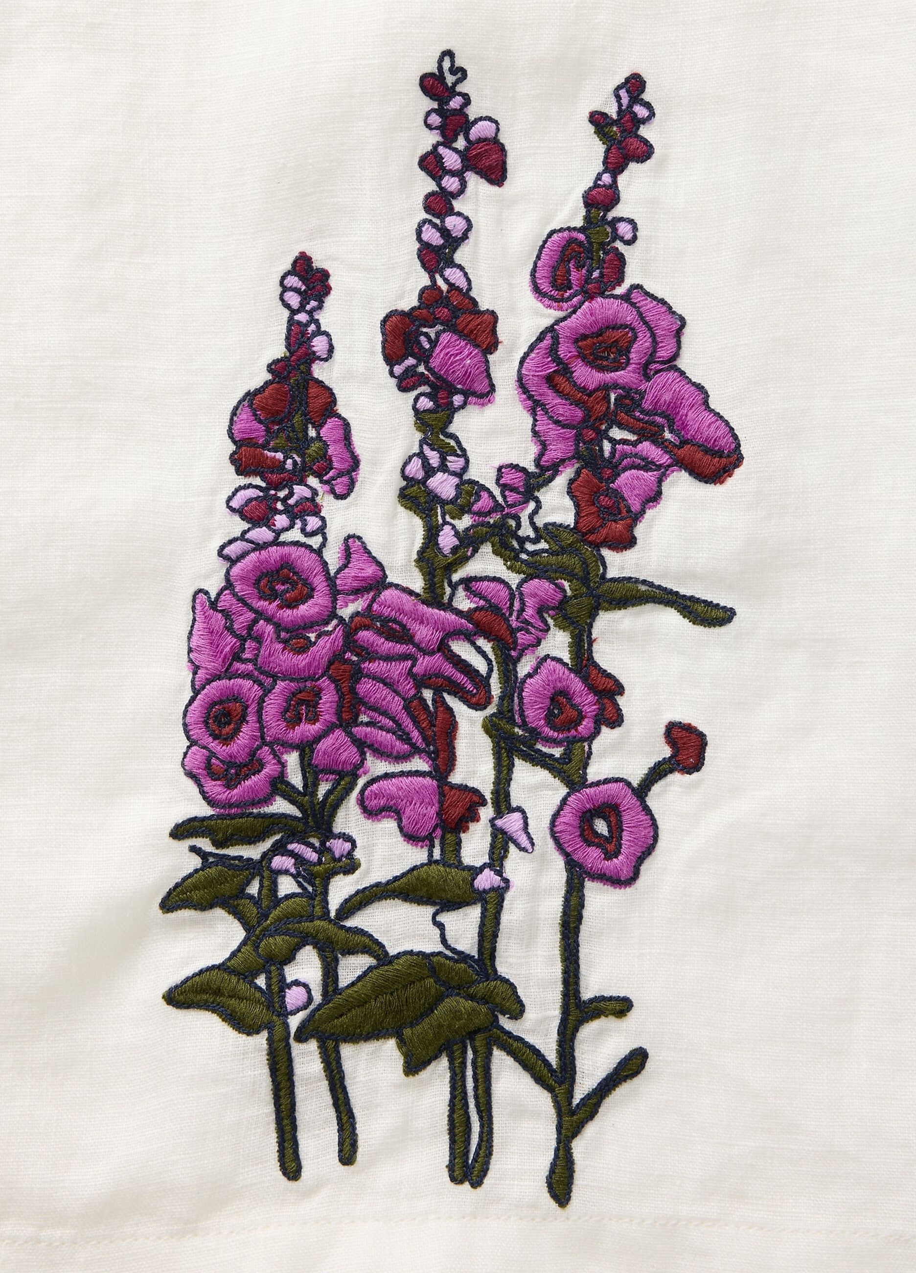 White Shirt with Floral Embroidery