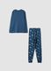 Blue organic cotton pyjamas with "Chill Vibes" slogan for boys_1