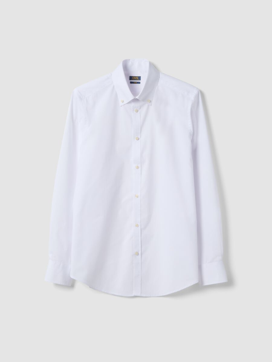 White slim-fit shirt with button-down collar_4