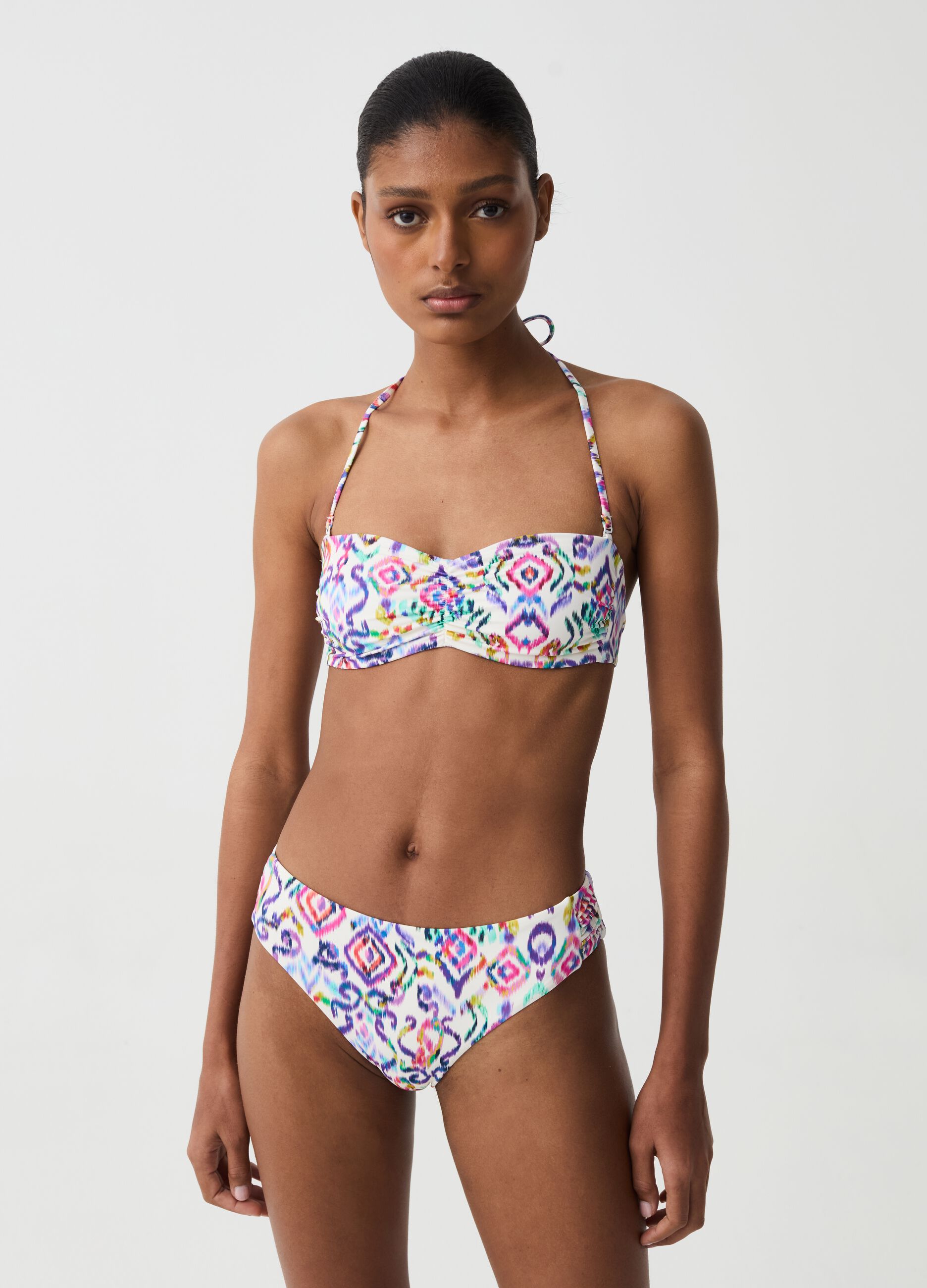 Ovs Slip bikini a vita alta con stampa ikat