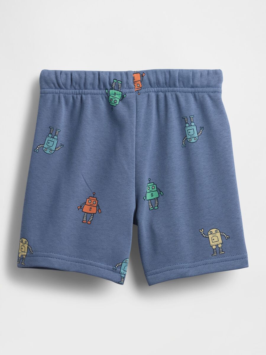 Cotton-blend shorts with robot print_1