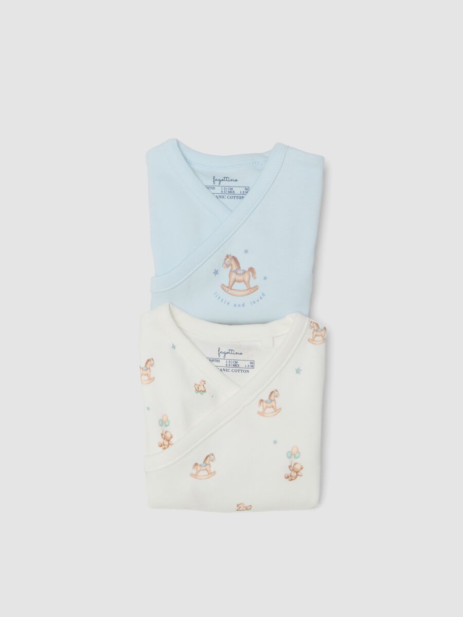 Bipack di body multicolor in puro cotone organico con stampa per neonato_2
