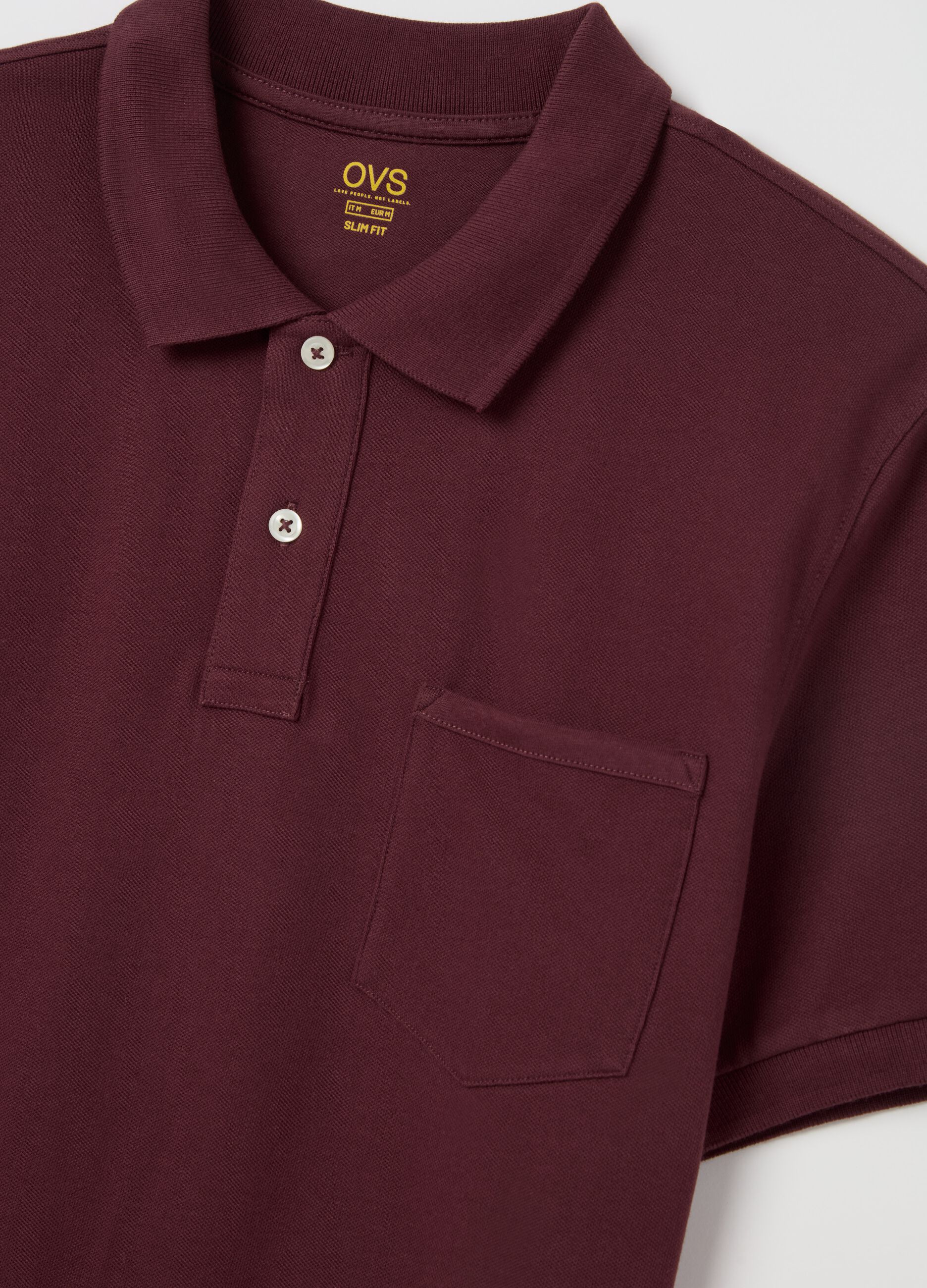 Stretch cotton polo shirt with pocket