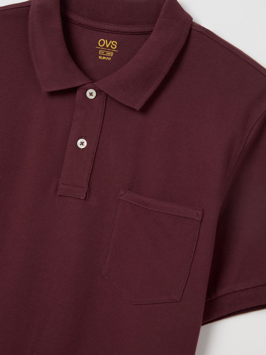 Stretch cotton polo shirt with pocket_1