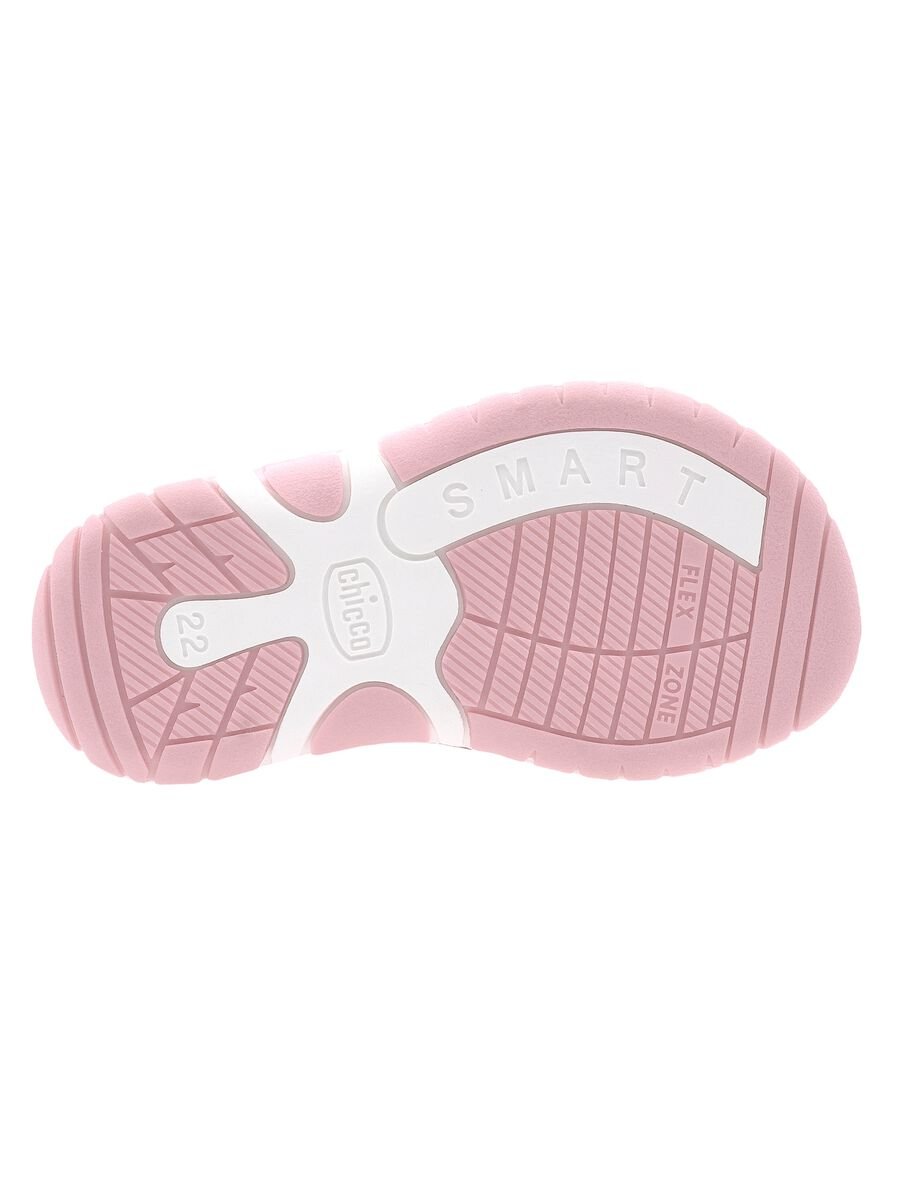 Pink girl's sandals with hook-and-loop closure and floral decorations_2