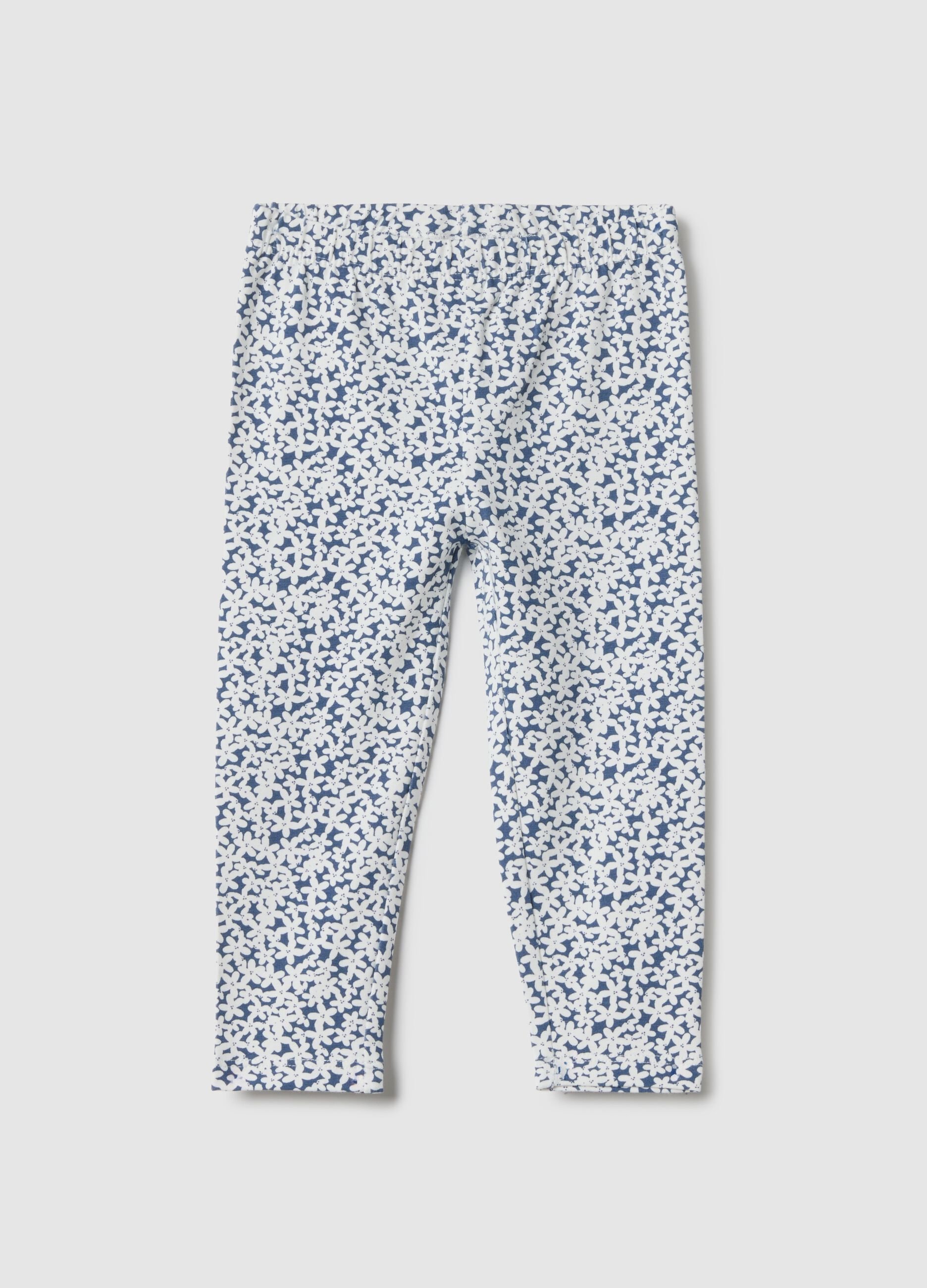 Multicolour stretch cotton leggings for girls, slim fit