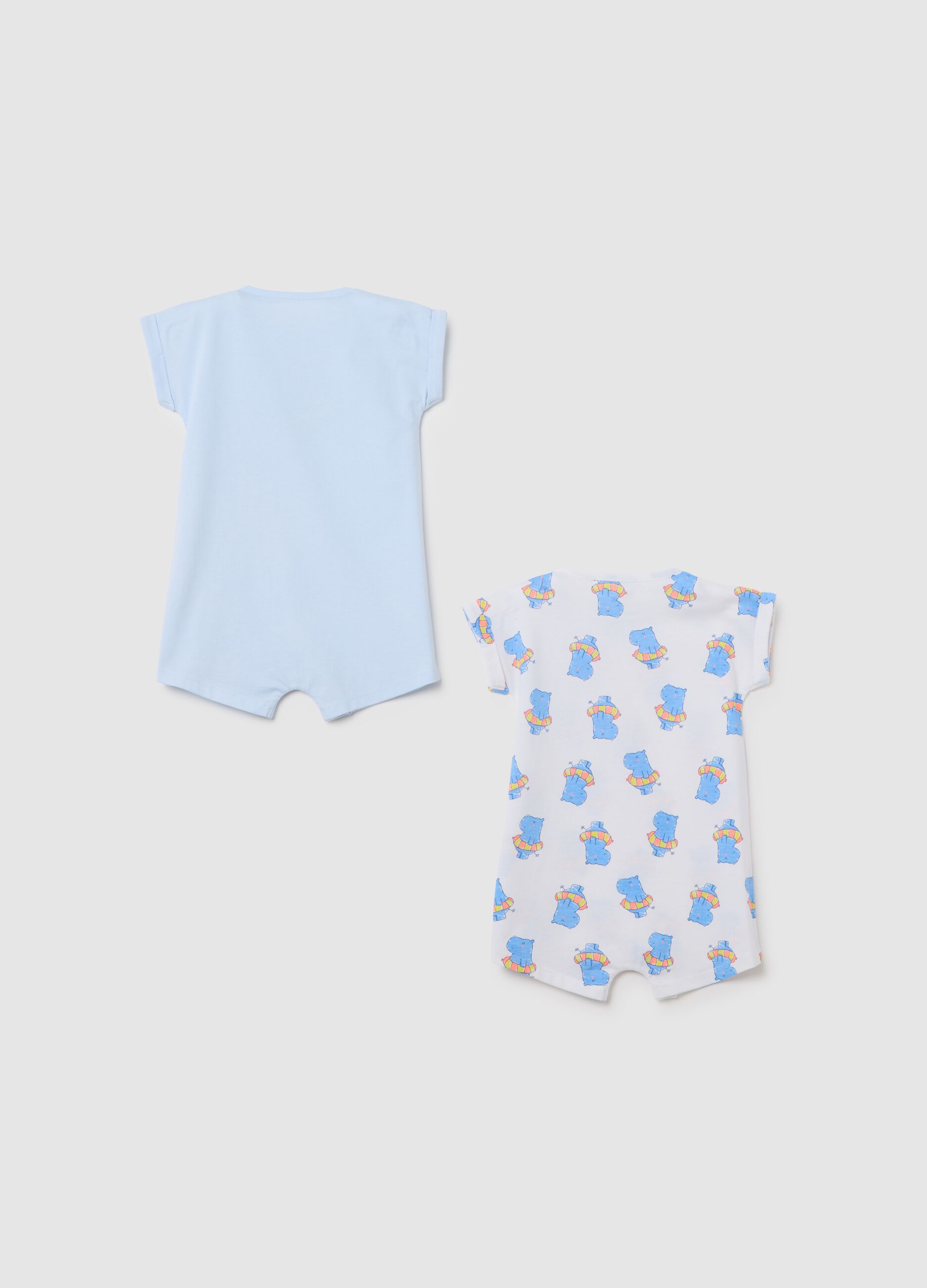 Multicolour pure cotton baby romper with short sleeves and print