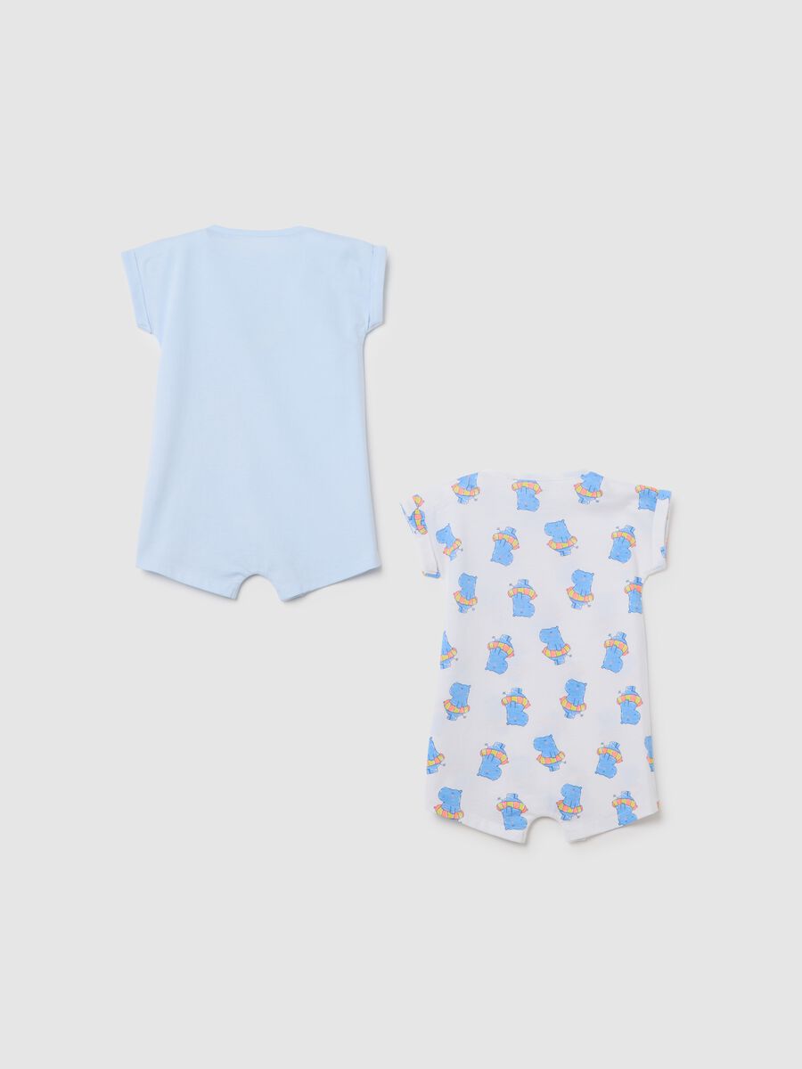 Multicolour pure cotton baby romper with short sleeves and print_1
