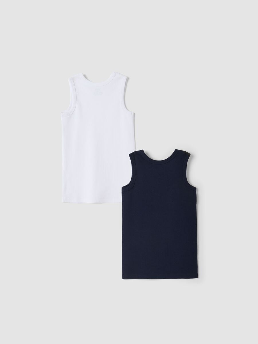 2-pack boys&rsquo; white and blue organic cotton tank tops with crew neck_1