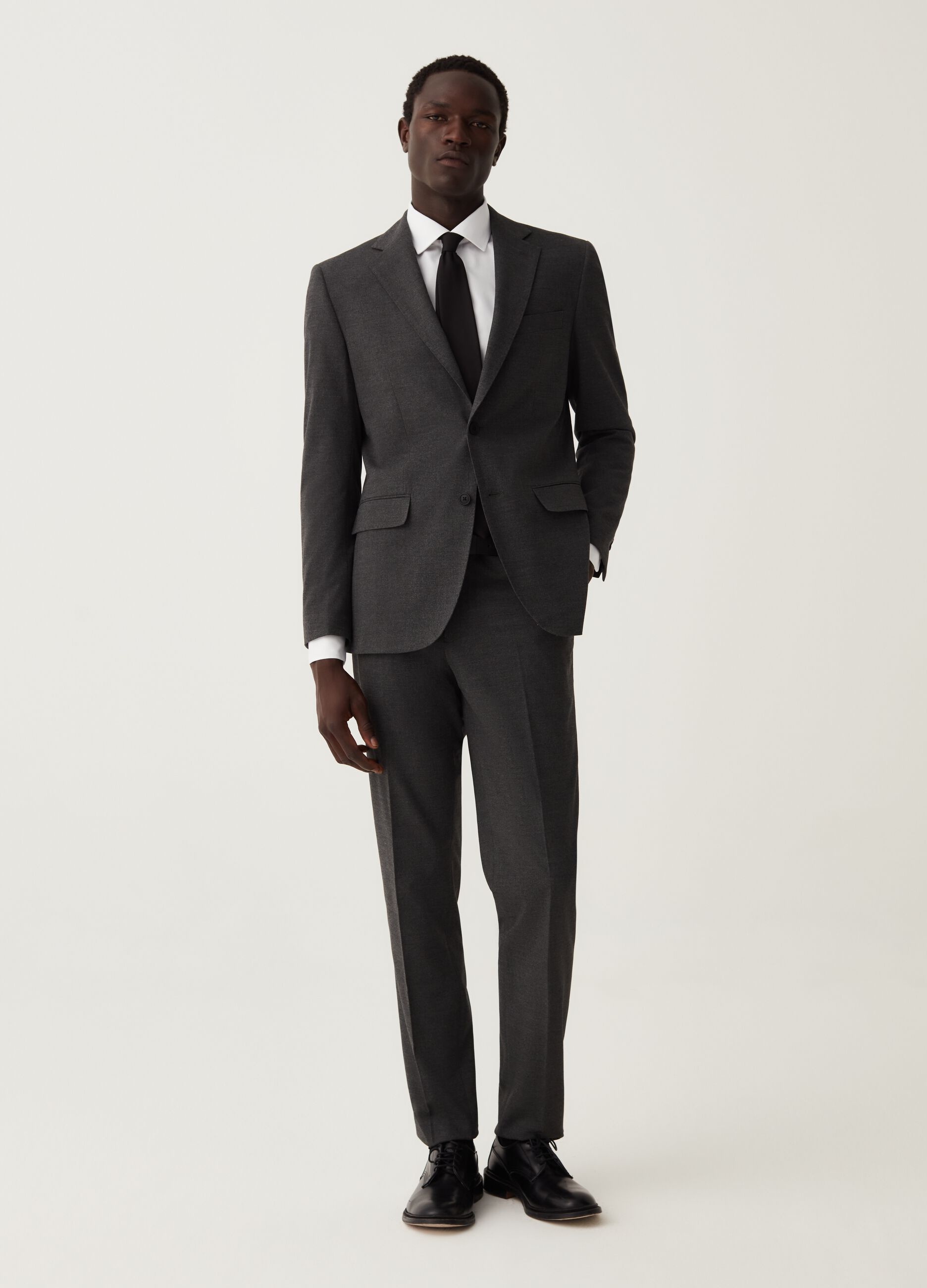 Pantalone slim fit melange grigio_0