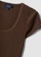 Brown stretch-fabric T-shirt_1