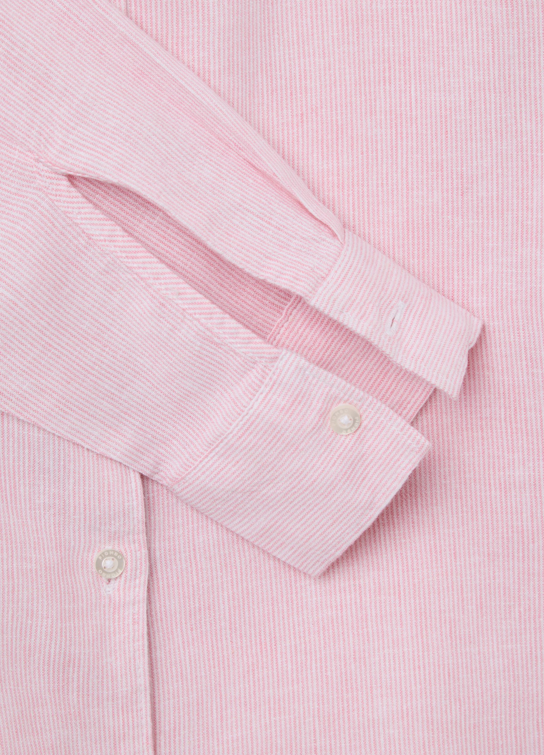 Pink regular shirt in linen and viscose