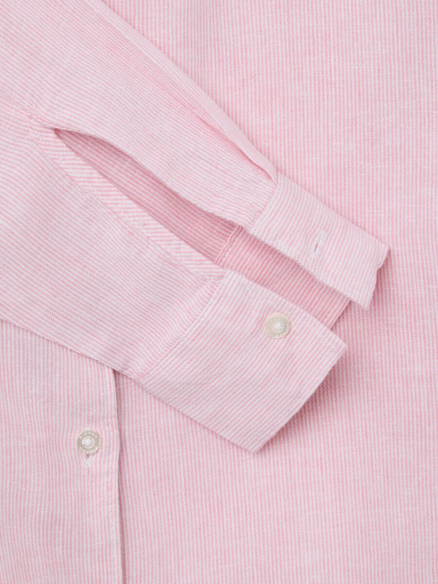 Pink regular shirt in linen and viscose_5