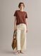 Brown pure linen short-sleeve regular-fit T-shirt_1