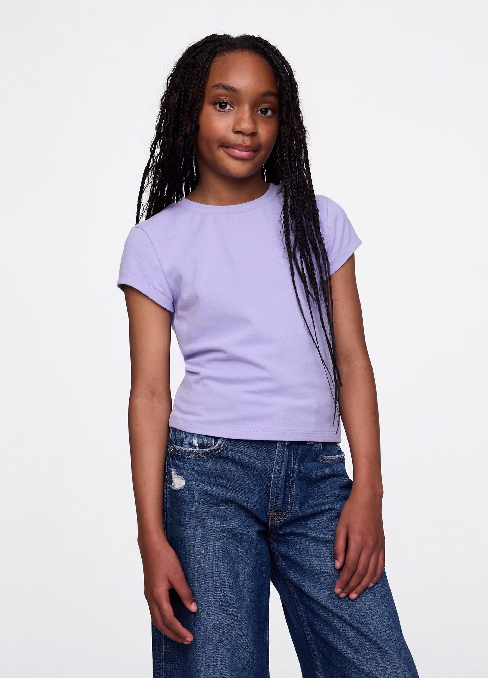 Purple T-shirt in stretch cotton