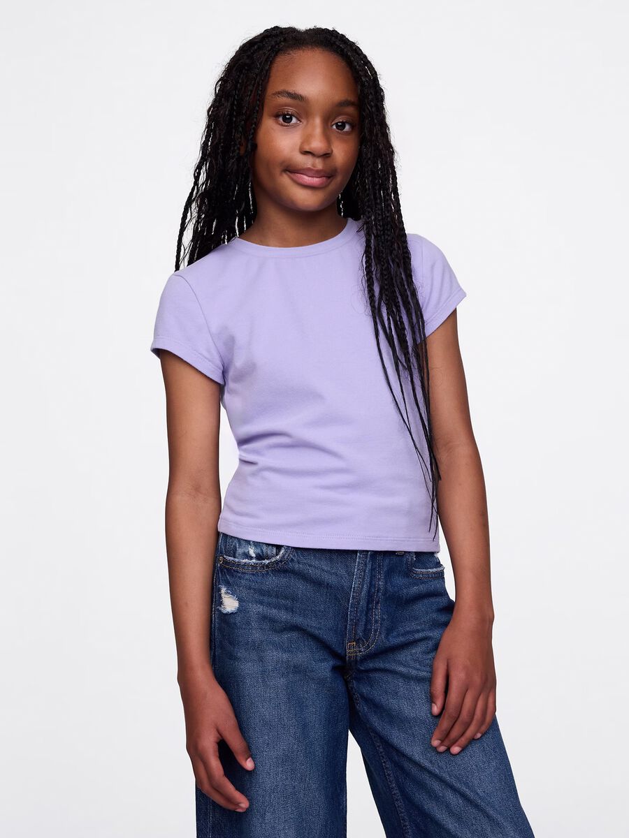 Purple T-shirt in stretch cotton_0