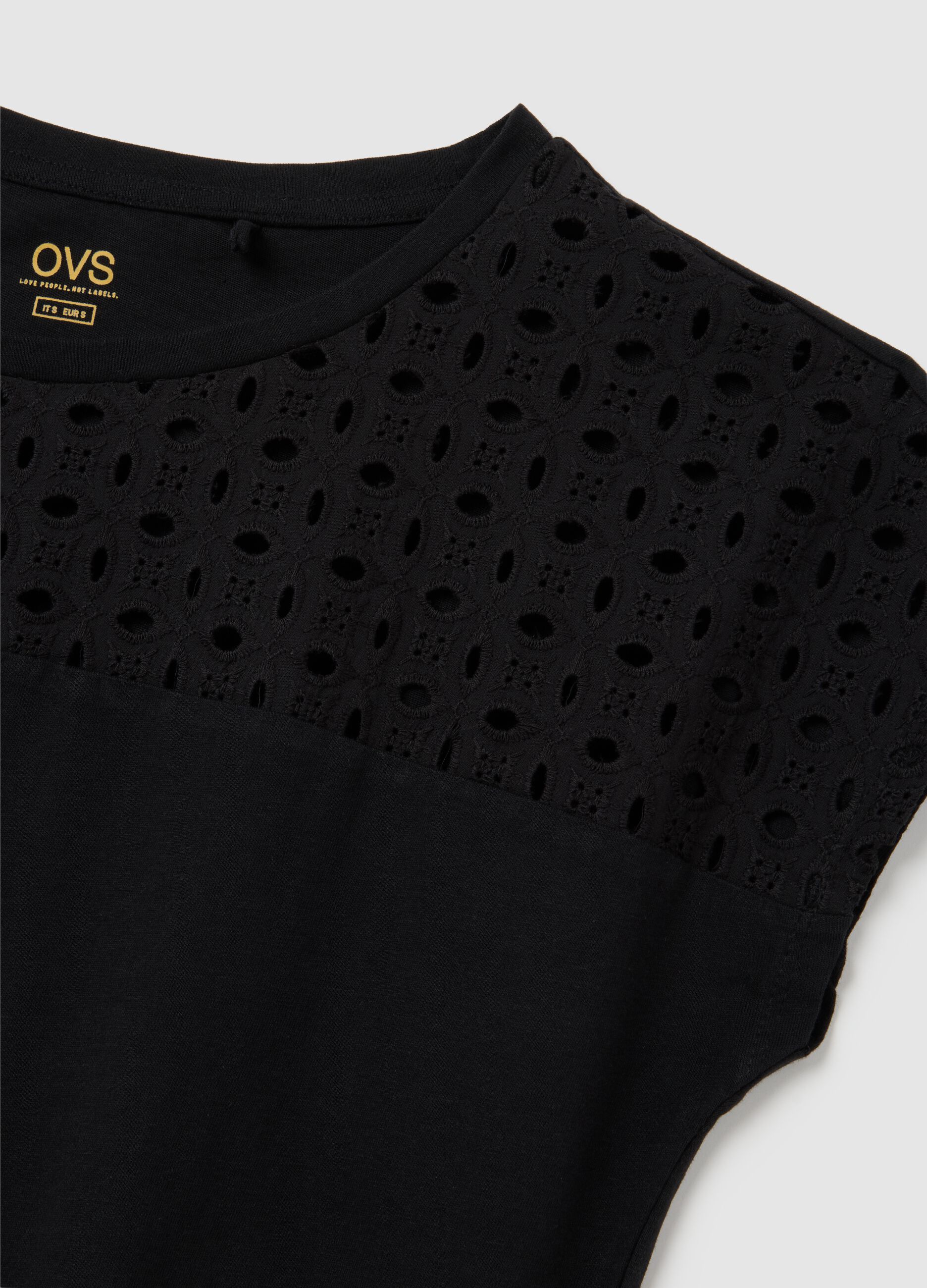 Women's black pure cotton regular fit T-shirt