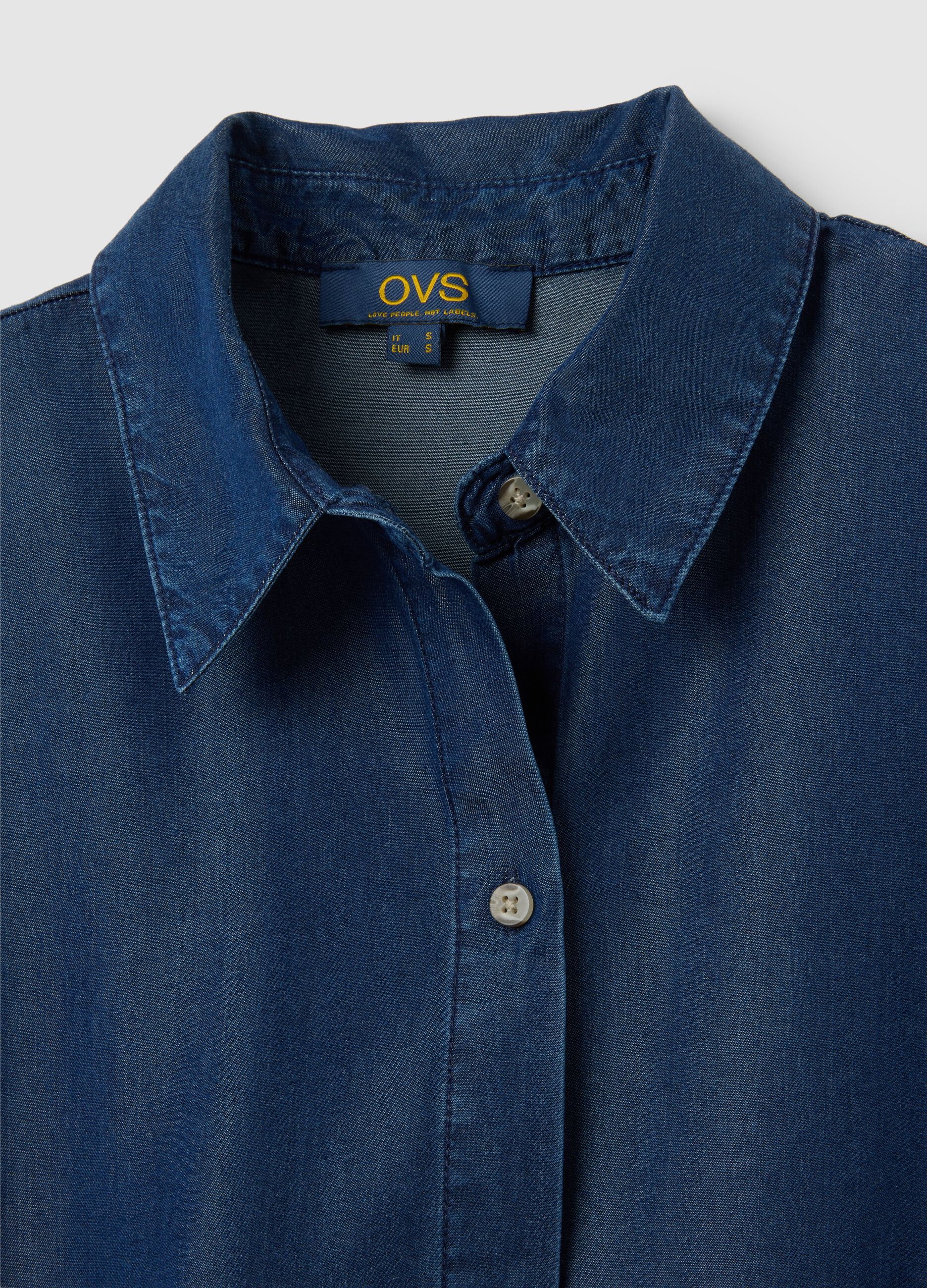 Abito chemisier da donna in lyocell blu