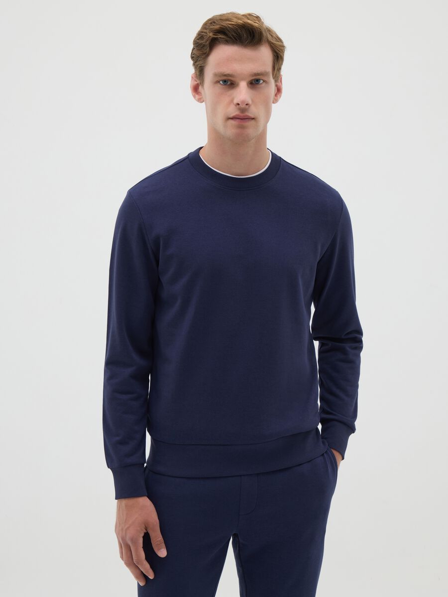 Felpa girocollo blu_0