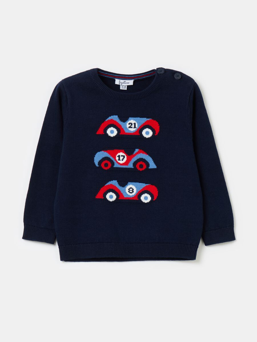 Pullover with jacquard cars design_0