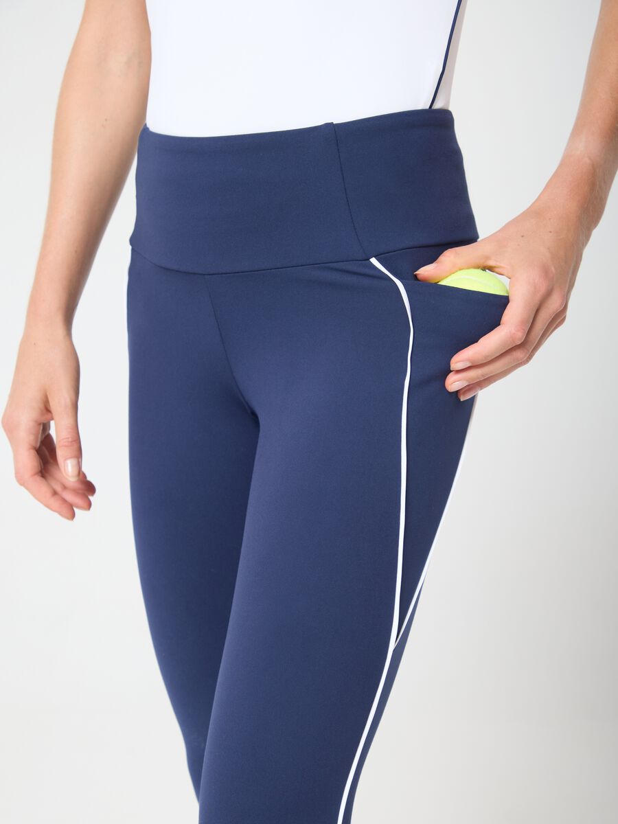 Breathable technical fabric leggings with side pockets and contrasting trim ALTAVIA COURT_2