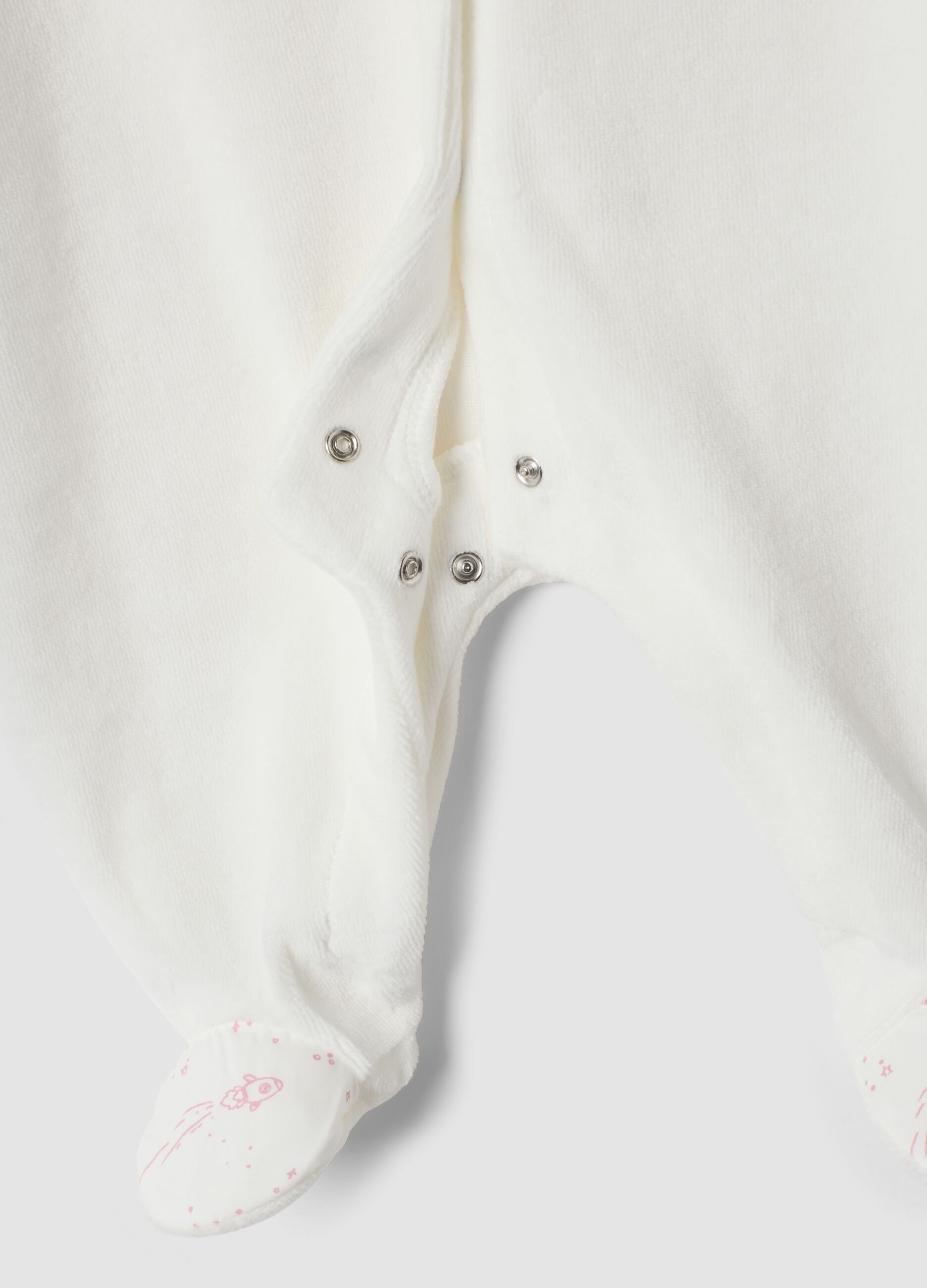 Tutina bianca in misto cotone organico con colletto