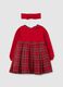 Multicolour checked wide fit dress with bow for girls_1