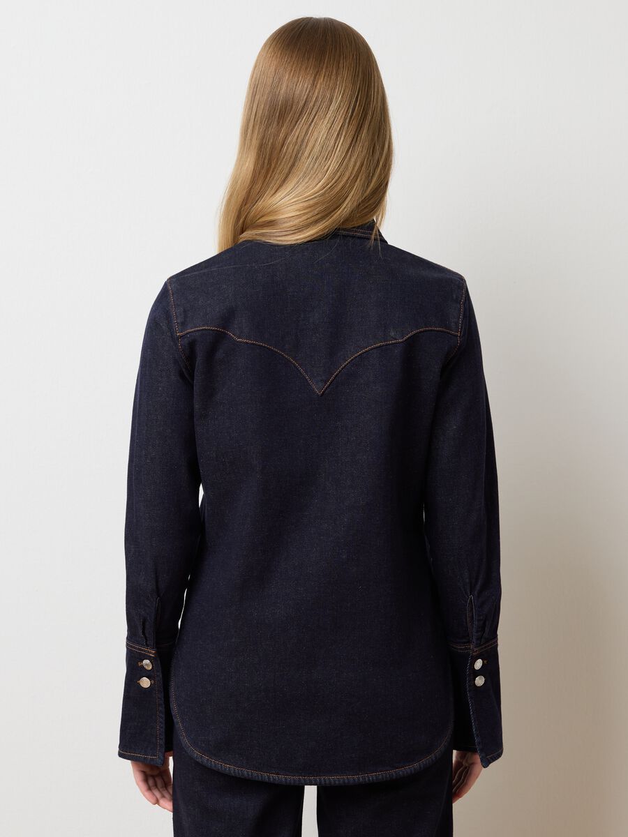 Camicia in cotone elasticizzato blu slim fit_3