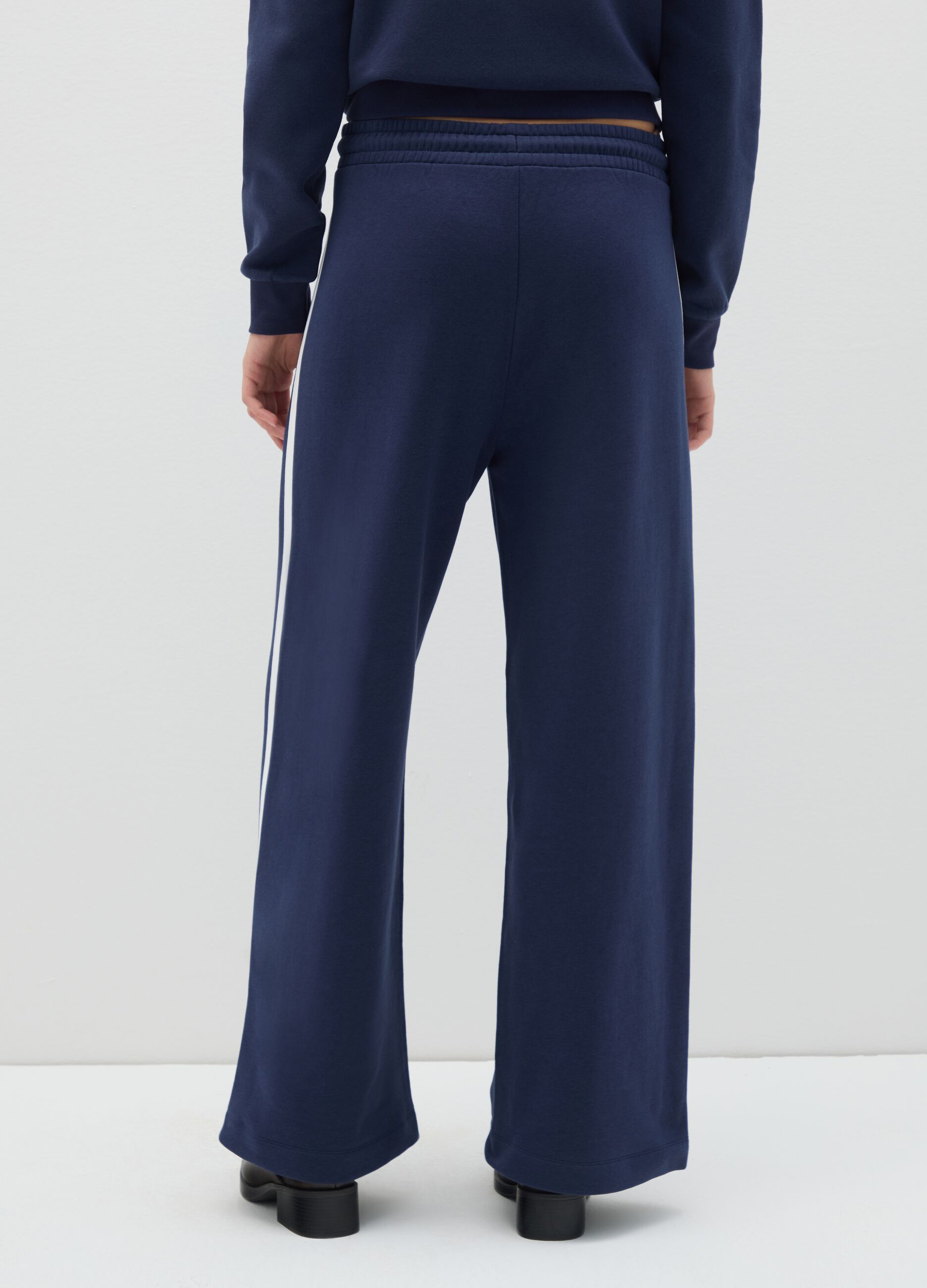 Multicolour Cotton Blend Wide Leg Trousers