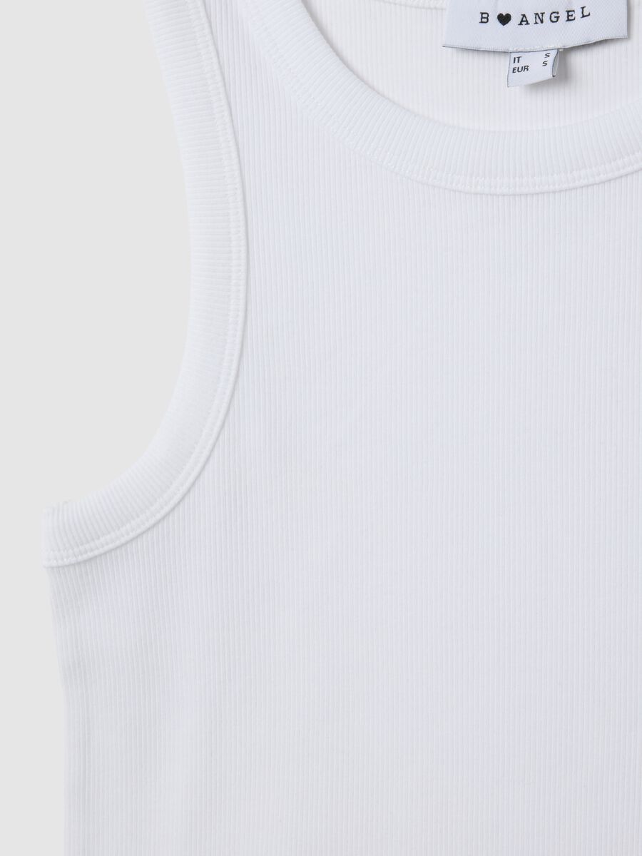 White fitted stretch cotton women's vest_1