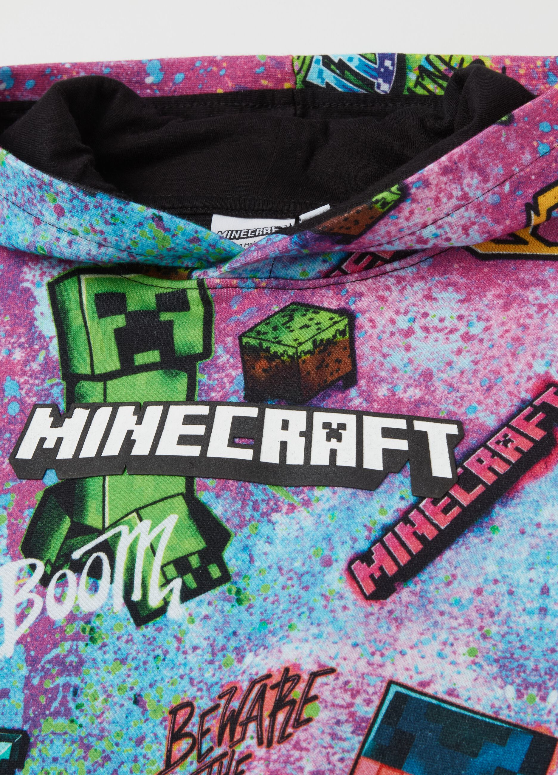Felpa con cappuccio stampa Minecraft