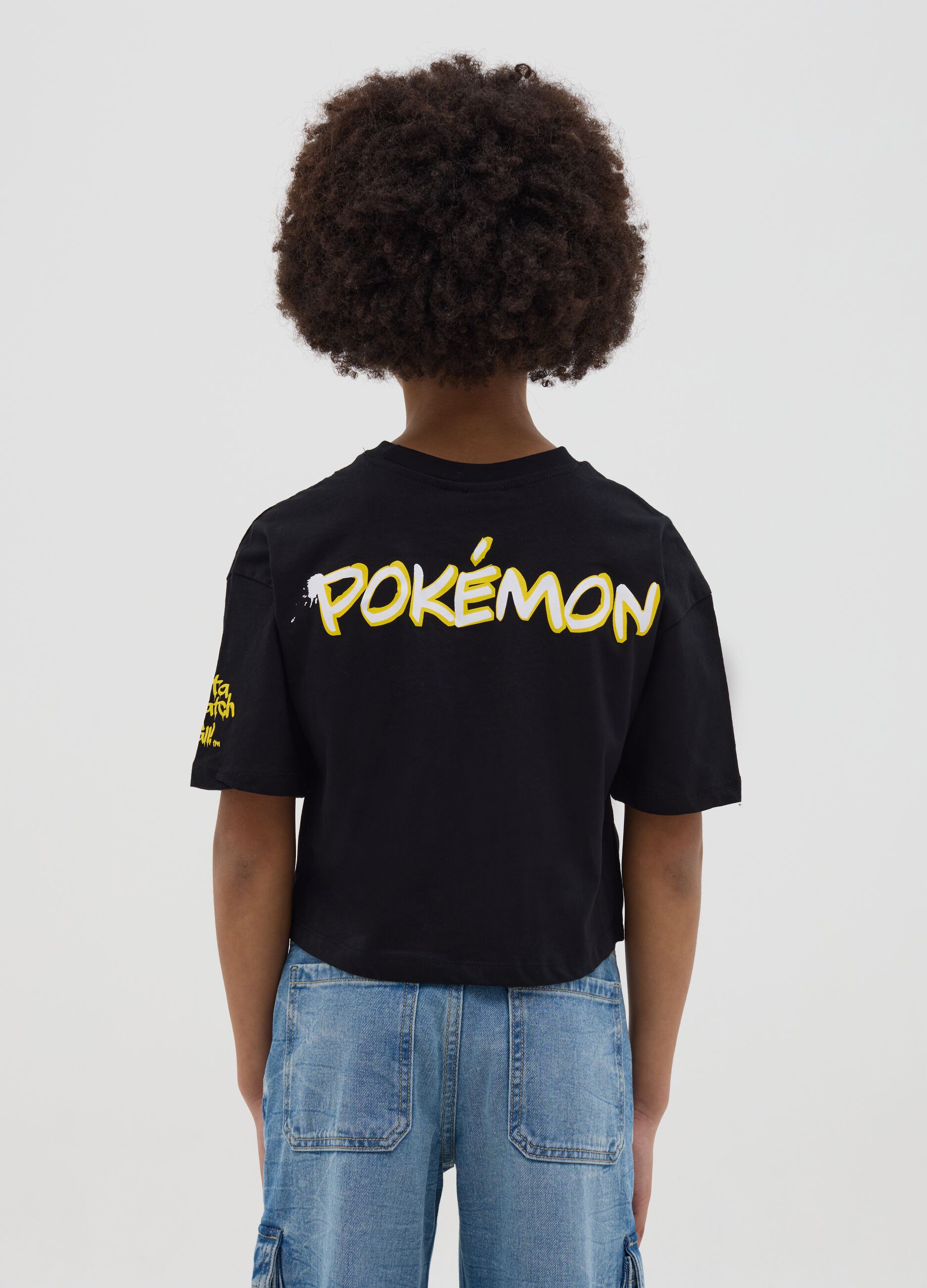 T-shirt boxy fit in cotone con stampa Pikachu