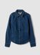Blue slim-fit stretch cotton denim shirt_4