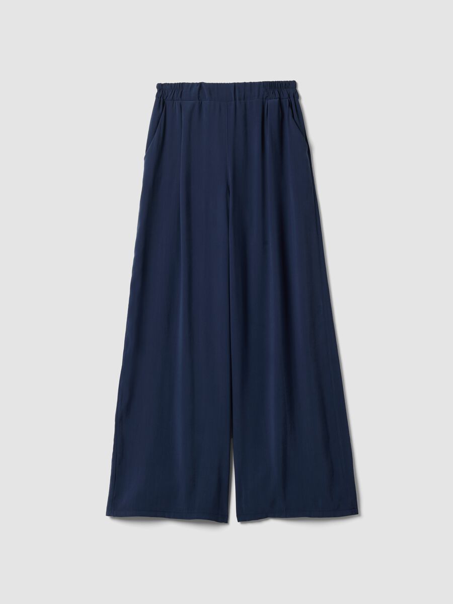 Blue viscose-blend palazzo trousers_0
