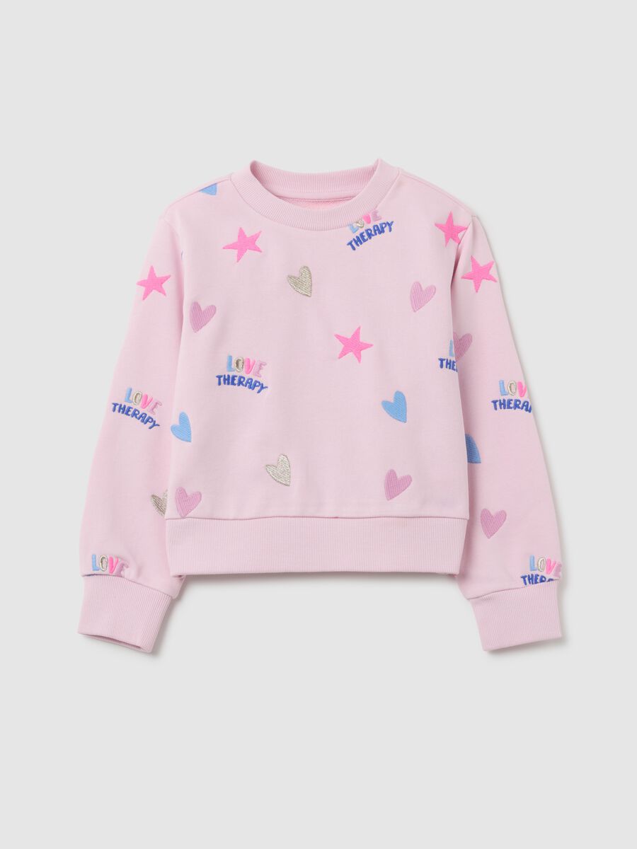 Girls' pink cotton-blend sweatshirt regular fit_0