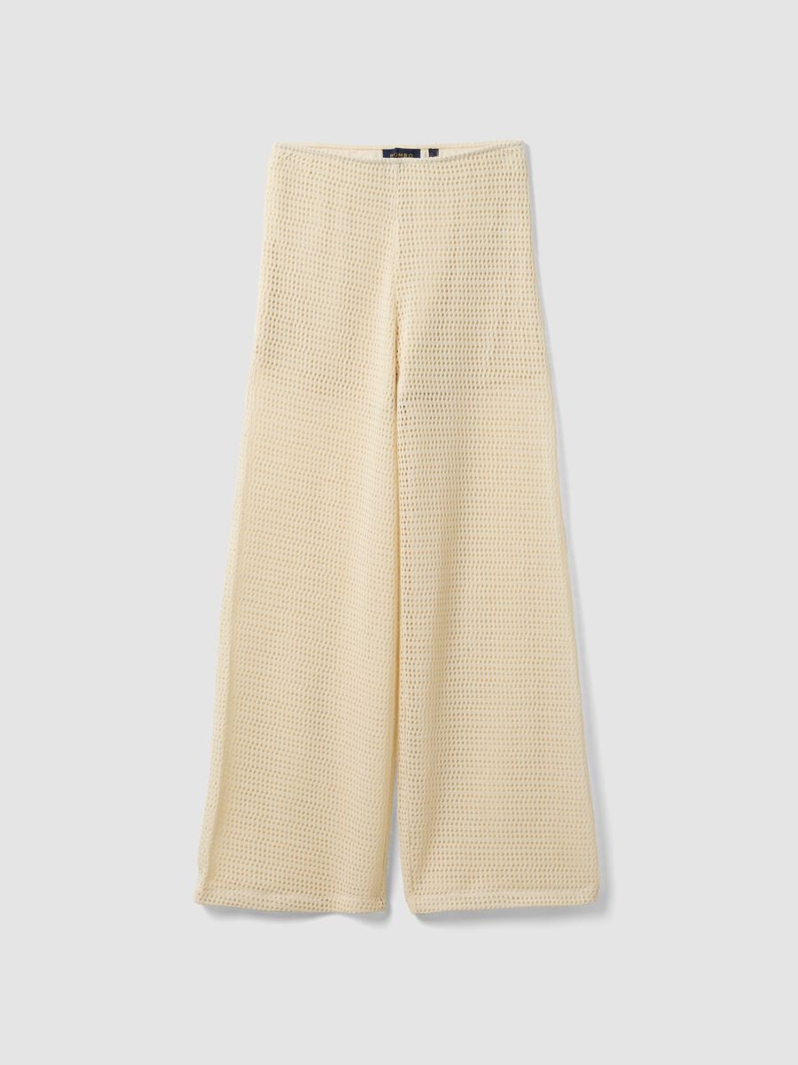 Pantaloni beige palazzo in misto viscosa_4