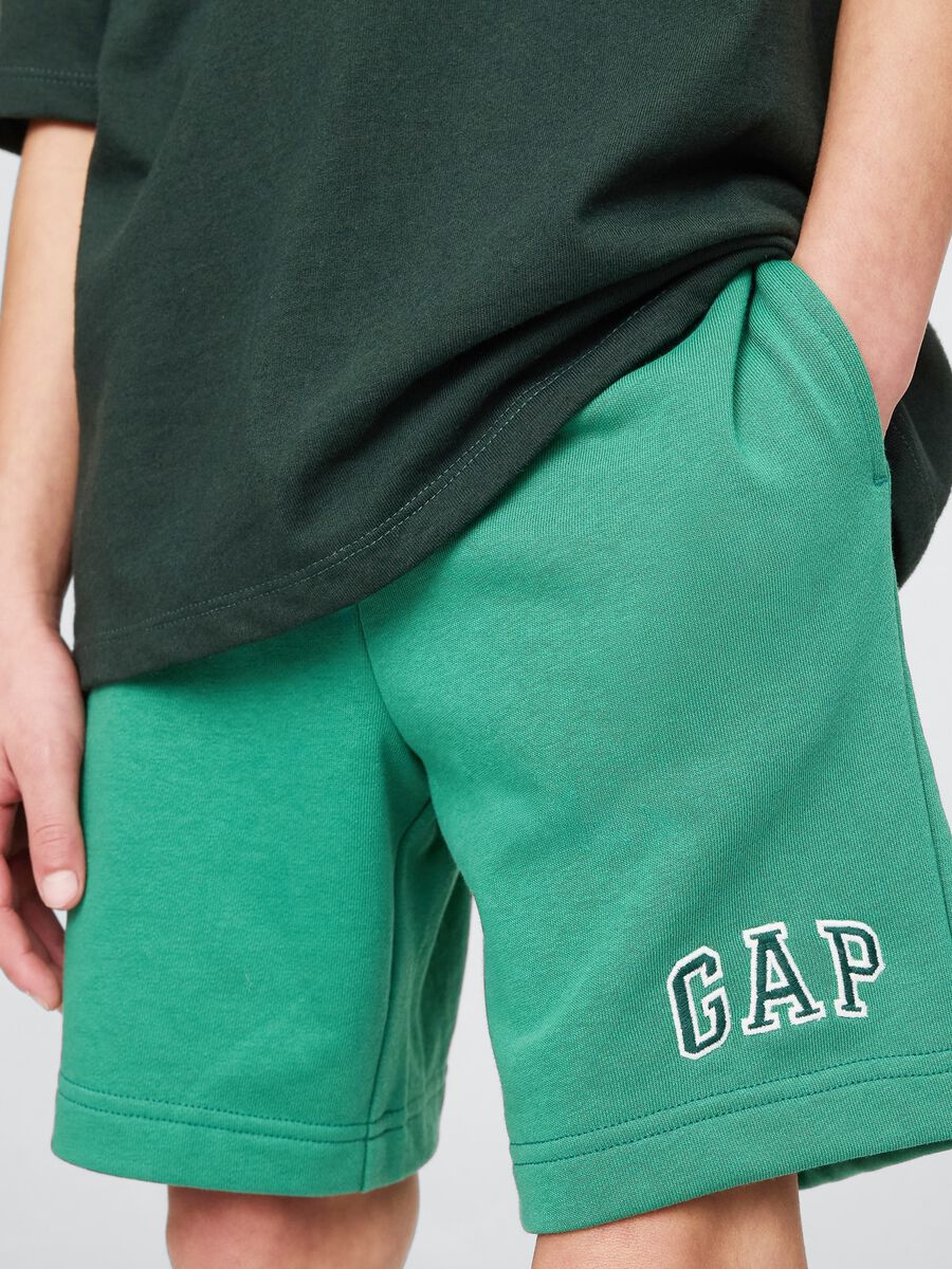 Green Cotton-Blend Shorts_3