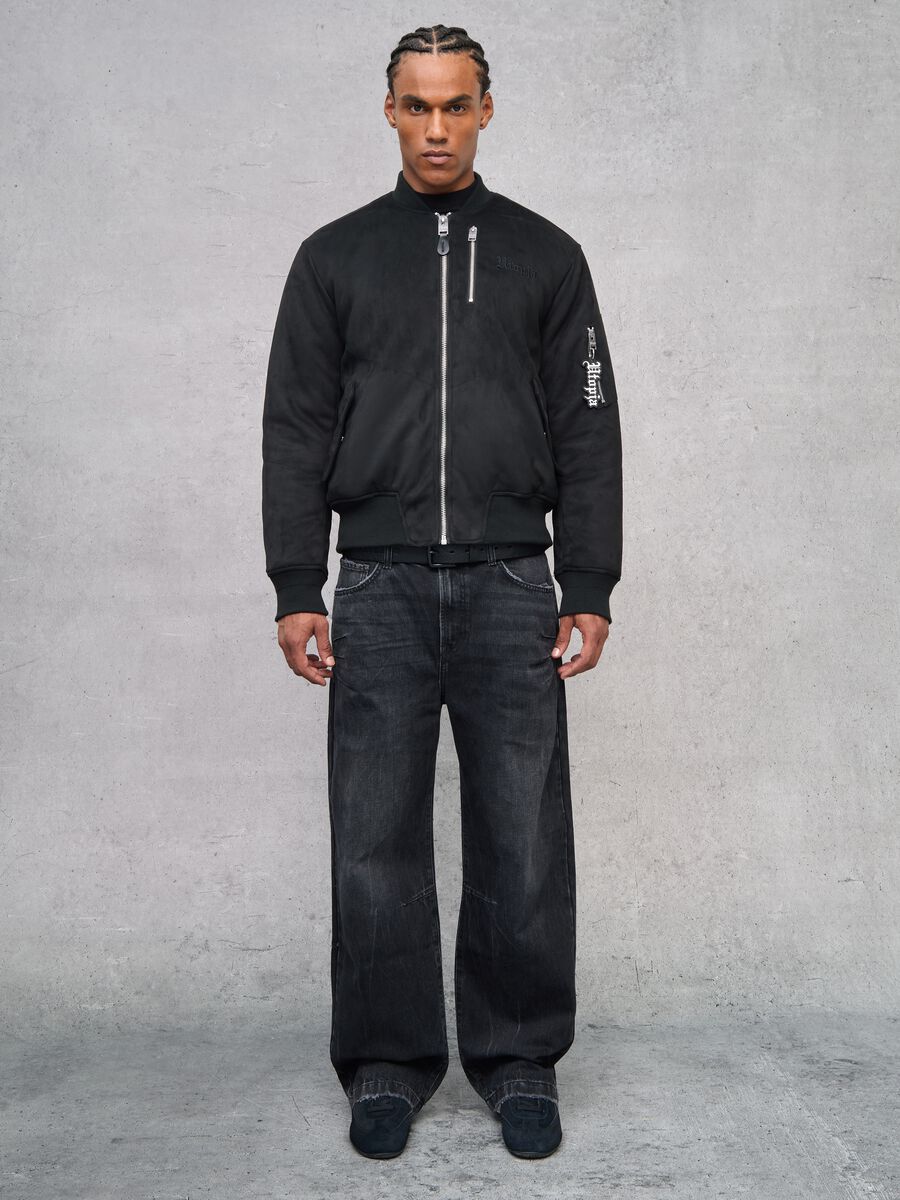 Suede Bomber Jacket Black_2