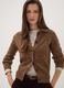 Cardigan marrone in misto lana con colletto polo_0