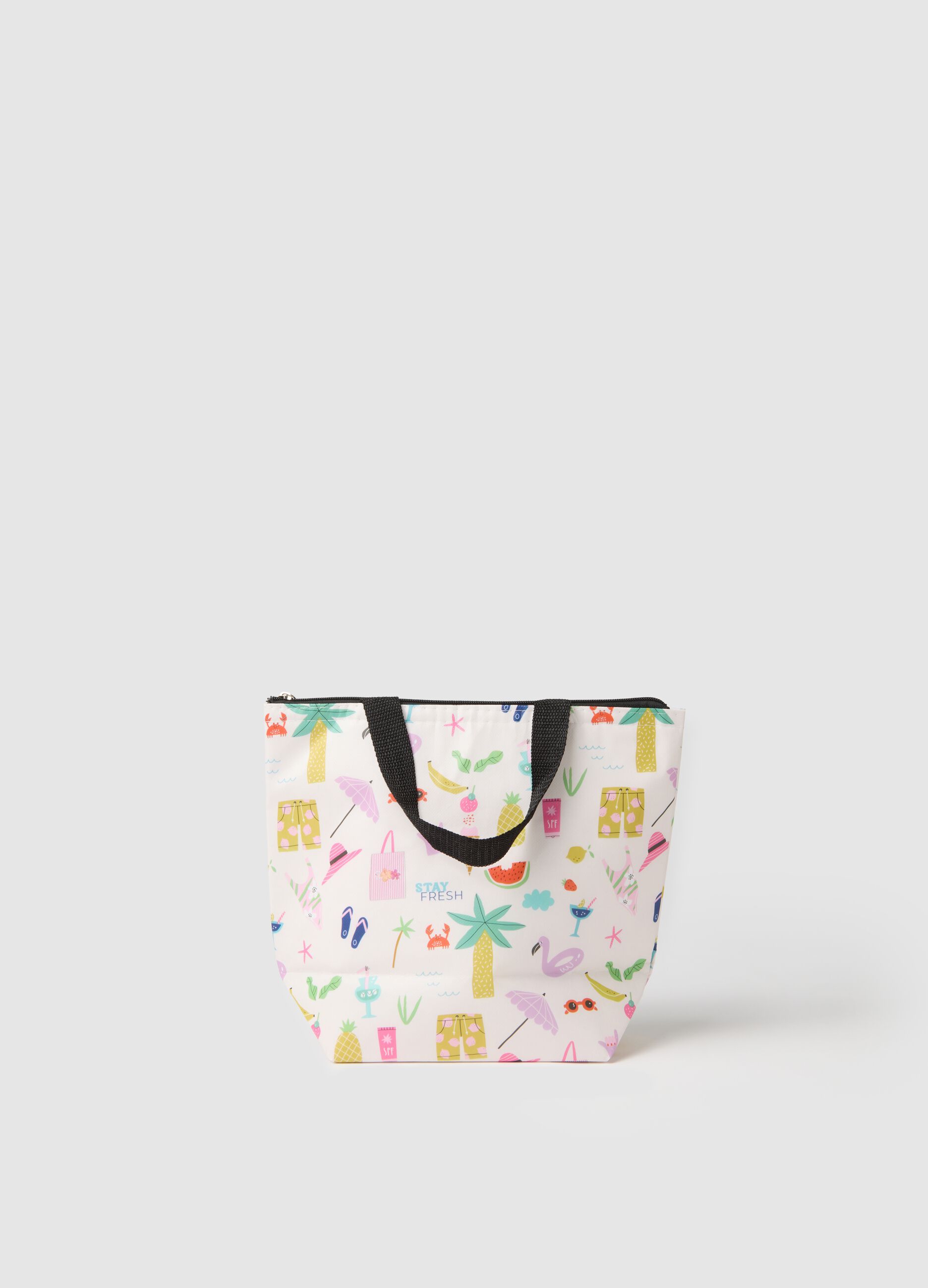 Women's multicolour paper handbag with tropical print