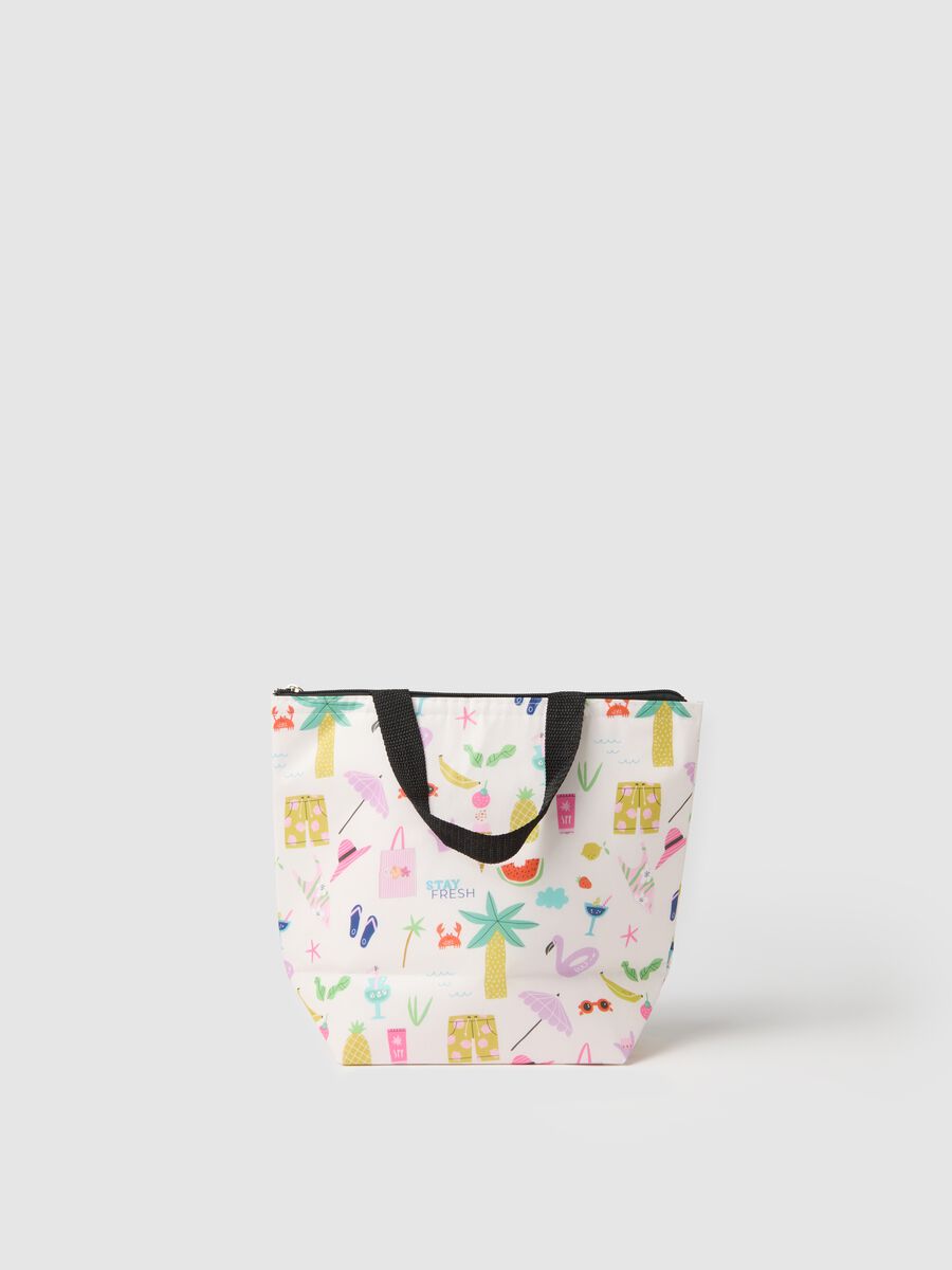 Women's multicolour paper handbag with tropical print_1