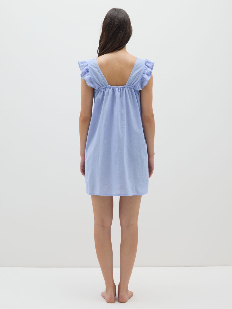 Vestito da donna in puro cotone azzurro con balze_3