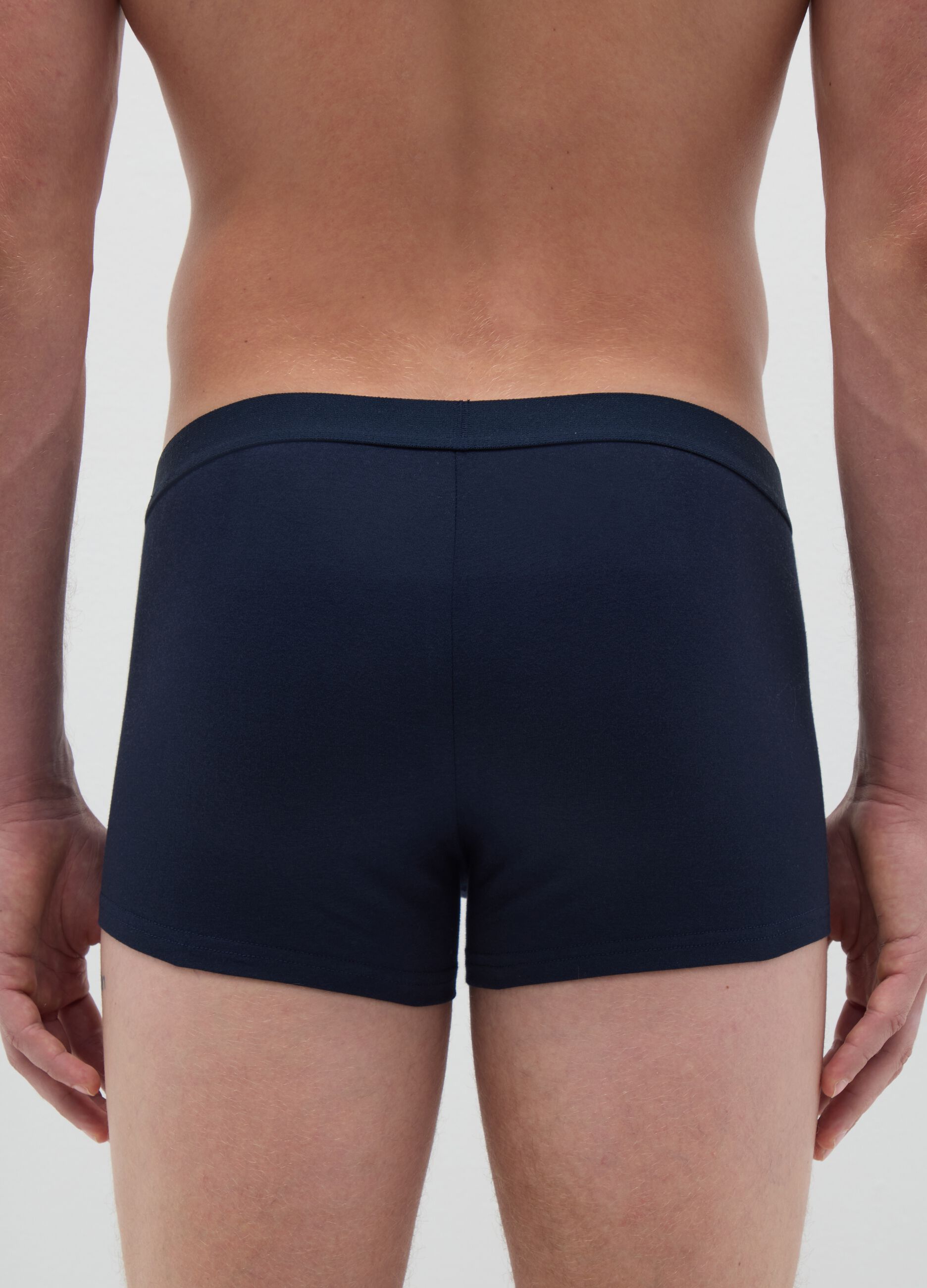 Set of three-pack cotton stretch blue regular fit boxers