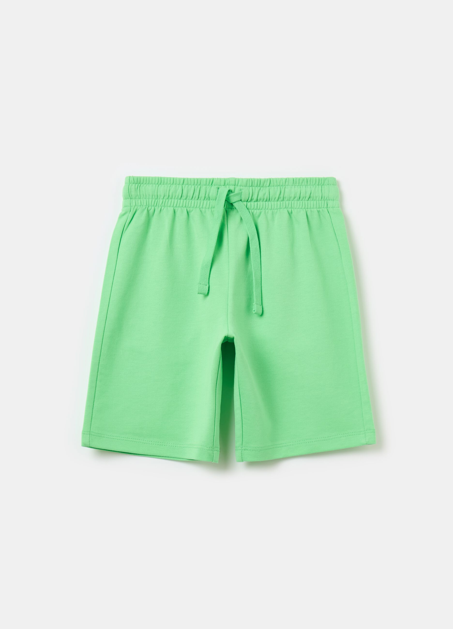 Fleece Bermuda shorts with drawstring
