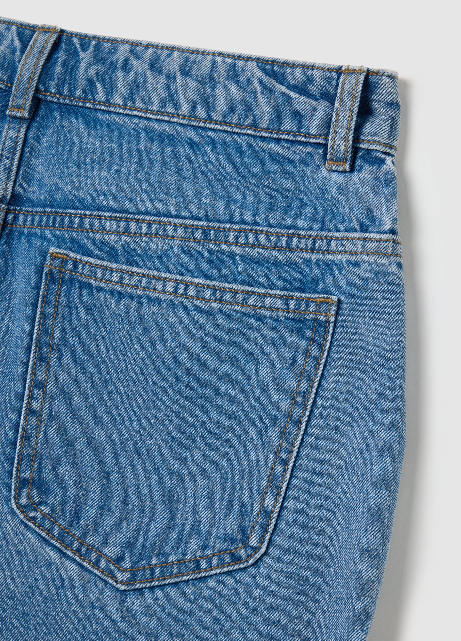 Shorts da donna in puro cotone blu regular fit