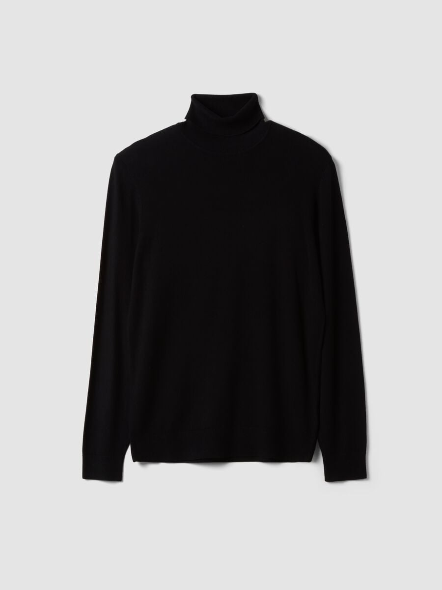 Maglia nera in misto viscosa a Dolcevita_0