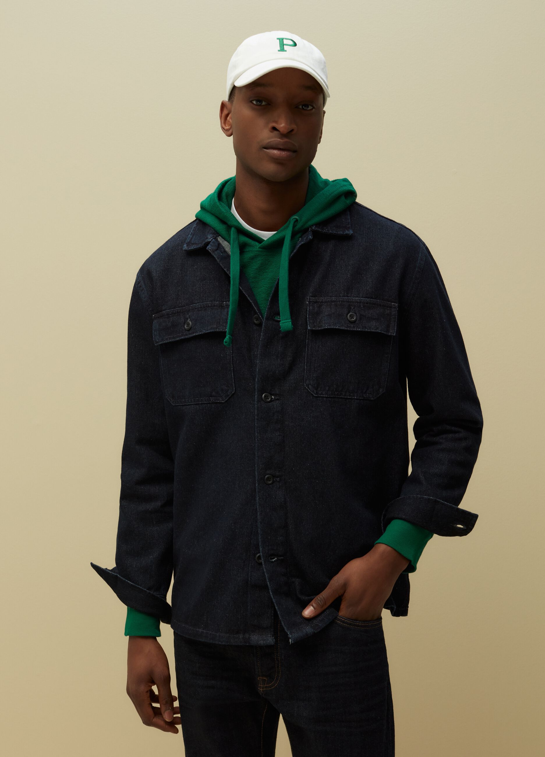 Shacket in denim con tasche_1