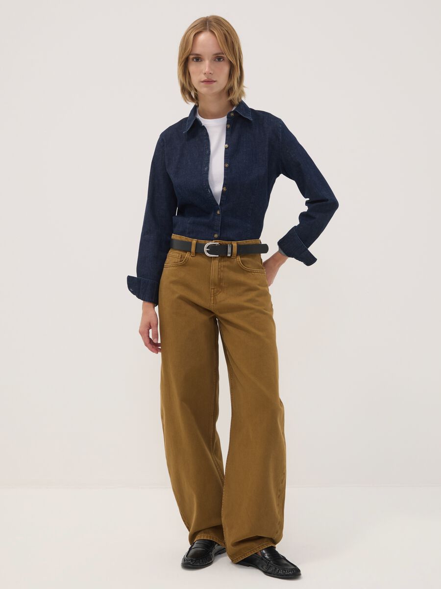 Jeans marroni in puro cotone barrel fit_0